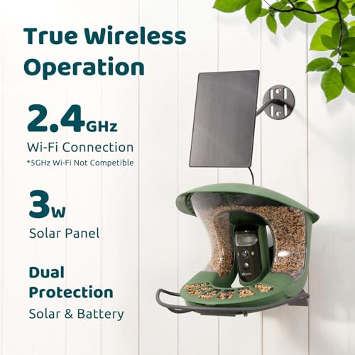 Birdfy 2 Smart Bird Feeder with Camera, Dual-Lens (2K+1080P) Camera for Live Streaming & Close-Up Photos, AI Identifies Bird Species, Solar-Powered Backyard Birdwatching Gift
