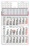 Gefaltet Versand als Großbrief bei Einzelstück - 3 Monats Wandkalender 2021 mit Datumschieber in Rot, inkl. Ferienübersichten und Jahresüberblick 2021 und 2022, Dreimonatskalender werbefrei, 3 Monatskalender keine Werbung