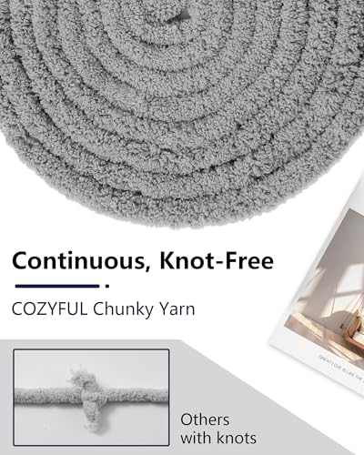Image of Cozyful Chunky Yarn for Hand Knitting, #9 Thick Jumbo Big Chunky Yarn for Crocheting, Super Chunky Knit Blanket Yarns, Large Chunky Chenille Yarns, 8 Pack (30 yds 8 oz Each Skein), Light Grey