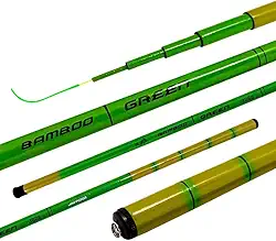 Jaú Pesca Vara Telescópica Bamboo Strong Green, Fibra de Vidro, 4kg Resistência, Ação Rápida