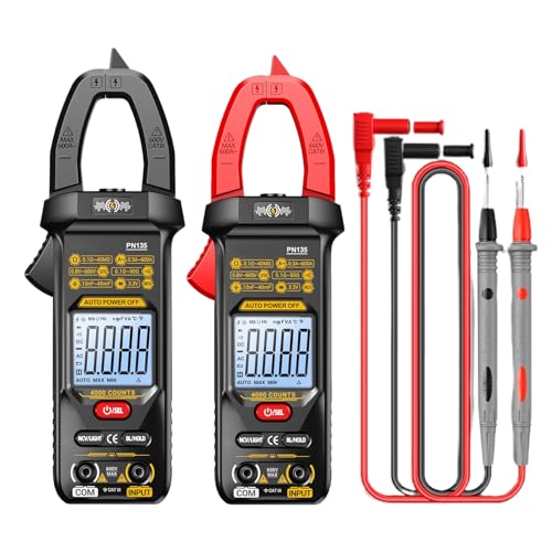 Pinza amperometrica digitale – multimetro digitale con mascella a D e display retroilluminato – tester di tensione e corrente con lampada incorporata – misurazione AC/DC, temperatura, continuità e
