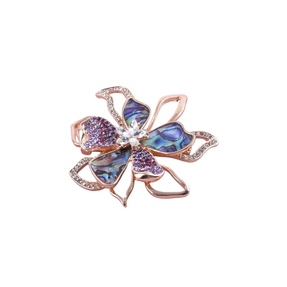 Broche De Flor De Bauhinia, Cristal De Abulón Y Concha, Broche Estilo Palacio Retro, Regalo For Niñas, Complementos For Traje Y Abrigo