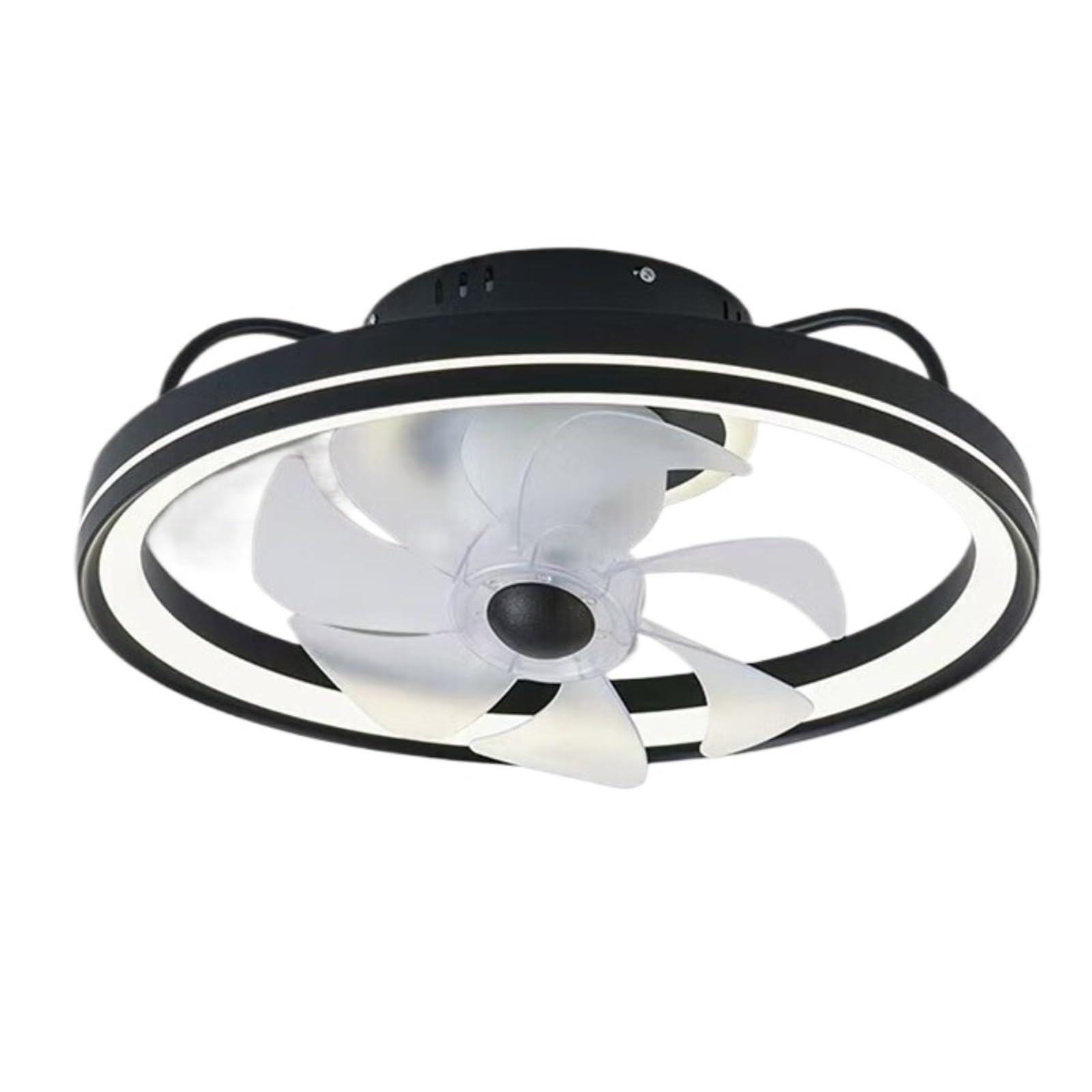 ERETYRET Ceiling Fan Lamp Integrated Bedroom Silent Simple Living Room Restaurant Zhongshan Quiet Cooling(Black)