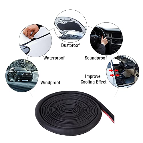 Noone Car Door Rubber Seal Strip Adhesive, D-Type Automotive Weather Striping, Easy To Install For Cars, Boats, Rvs, Trucks, And Home Applications(20 Feet Long) #TOP6