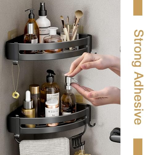 Image of Bathroom Corner Shelves Bathroom Organiser Corner Shelf for Bathroom Wall Self Adhesive Bathroom Shelf Bathroom Corner Stand Corner Rack for Organiser Without Drill(Pack of 2)