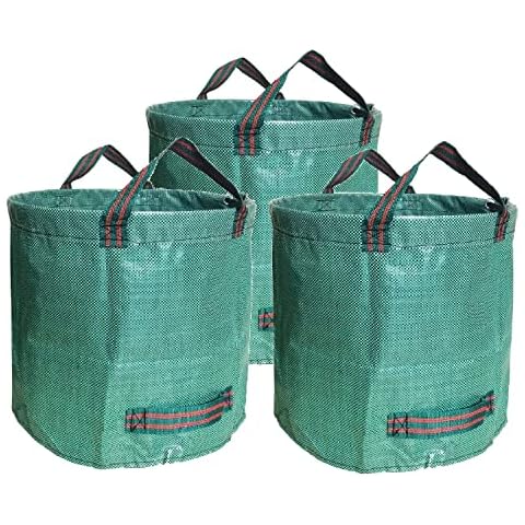 3er Set Gartensack -500L Gartenabfallsack mit extra verstärktem Boden -Heavy Duty Gartenarbeit Säcke, Rasen-Säcke, Wiederverwendbare Mülleimer Cover