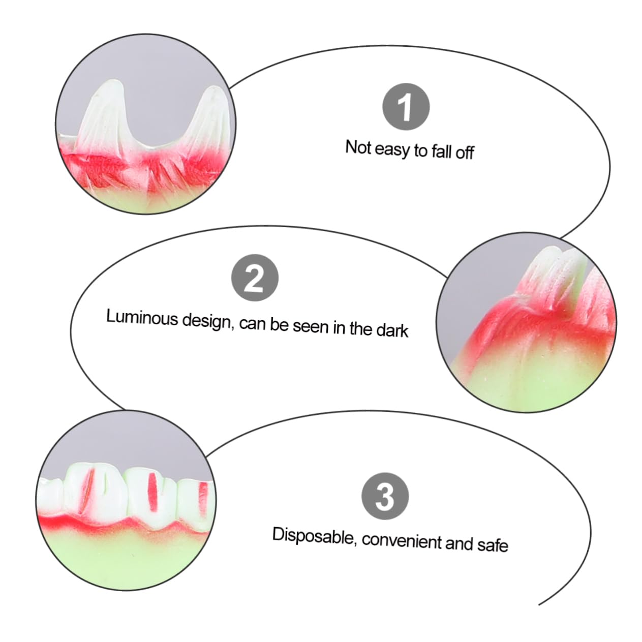 minkissy 2sets Zombie Fiend Dentures Teeth Halloween Decorate Fake Teeth for Masquerade Ball 5pcs*2