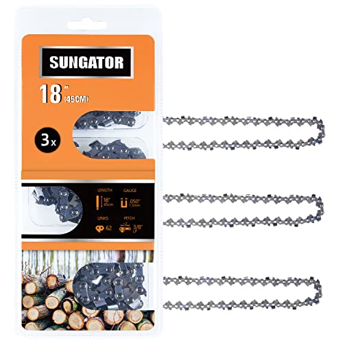 SUNGATOR 3-Pack 18 Inch Chainsaw Chain SG-S62, 3/8" LP Pitch...