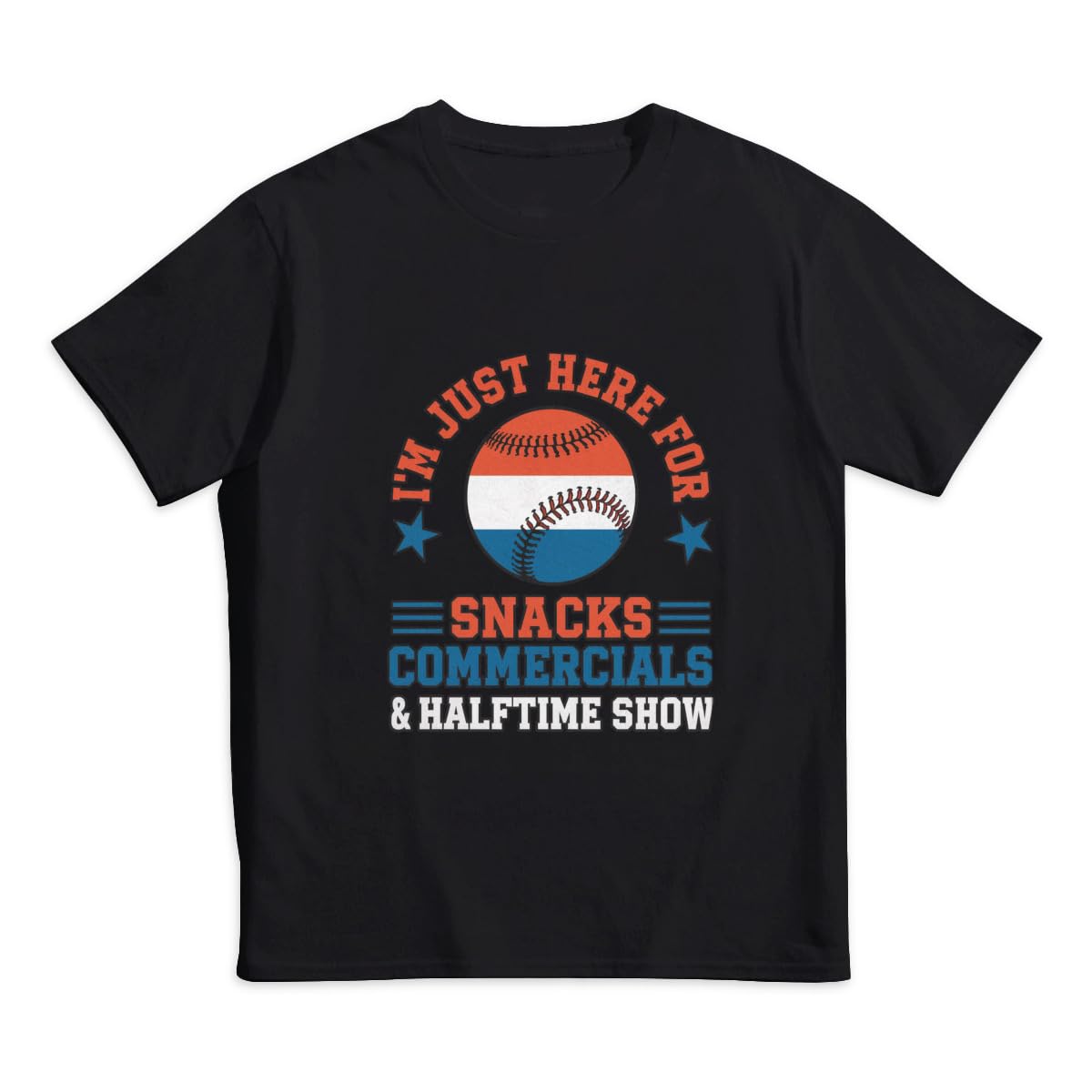 GERCASE I'm Just Here for Snacks Commercials Halftime Show Baseball Kids' 100% Cotton T-Shirt - Soft Tee for Boys & Girls