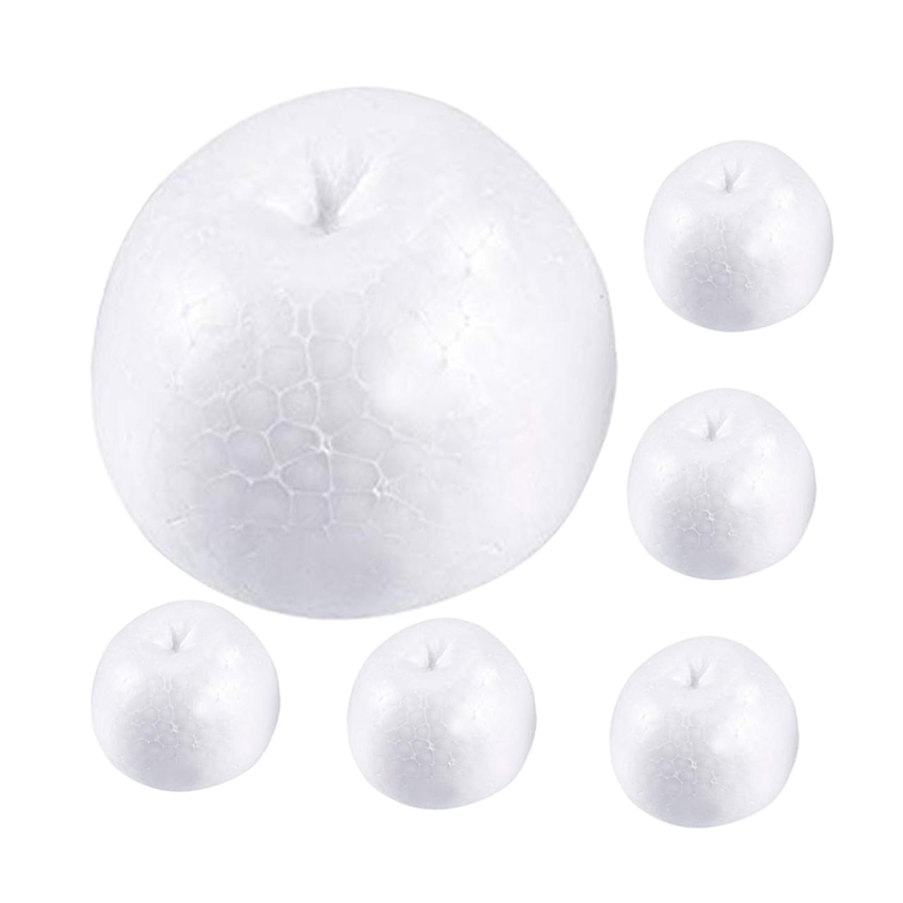 SEWACC 6pcs White Polystyrene Foam Apples for Crafts Lightweight Unpainted Artificial Fruit DIY Modeling Shape for Party Decorations and Artistic Drawing Projects