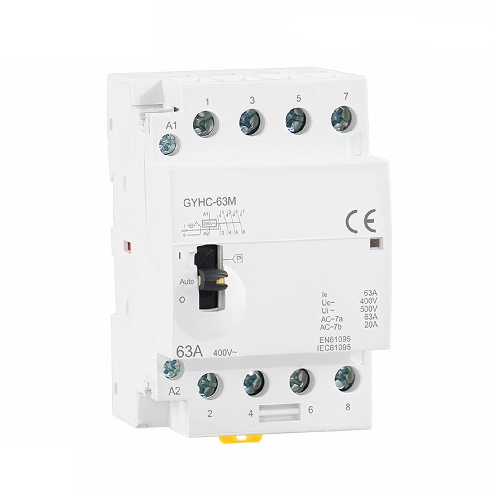 Stycznik modułowy AC do użytku domowego na szynie DIN 4P 40A 63A 2NC2NO lub 4NO 220V/230V 50/60 Hz, obsługa ręczna, 1 szt. (4P 63A 4NO 220V)