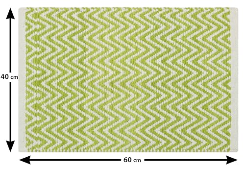 Image of THE HOME TALK Set of 2 Cotton Chenille Bath Rug | Area Rug for Spa, Vanity Shower, Kitchen & Living Room | Water Absorbent Linens | Warm & Soft Carpets | Bathroom Accessories (40x60 cm, Green)