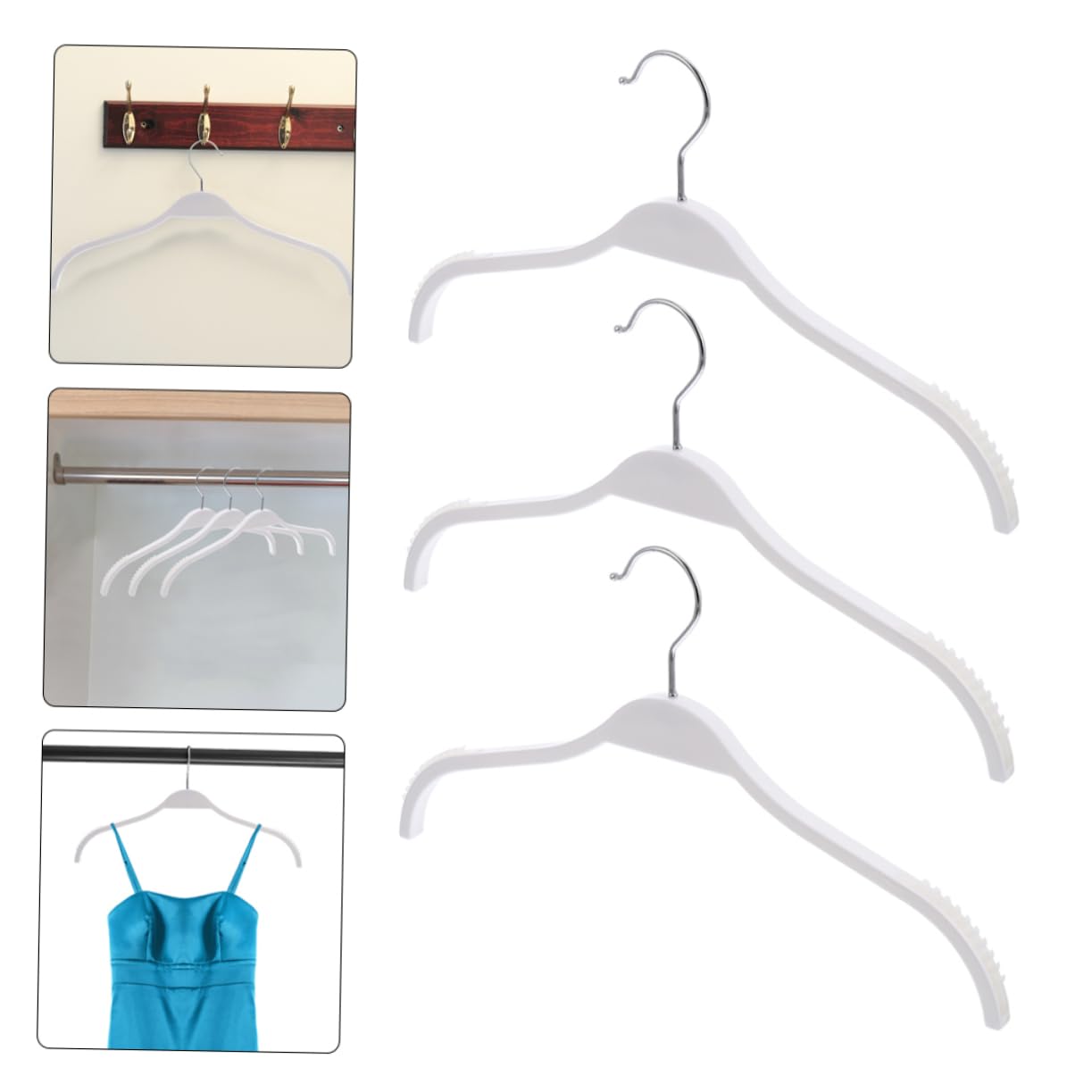 KOMBIUDA Grucce Bianche in Plastica Abs, Antiscivolo, Confezione da 12 Pezzi, Struttura Robusta Salvaspazio per Armadio e Guardaroba