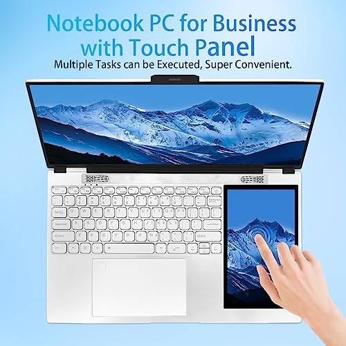 Image of BINTEC 15.6 Inch LCD Screen + 7 Inch Touch Screen Dual Screen Laptop Computer for College Student & Business,16GB DDR4,Quad-Core Celeron N5105(up to 2.9GHz),Windows 11 (Silver / 960G SSD)
