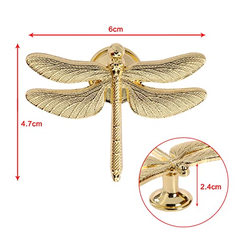 Be In Your Mind 4PCS Dragonfly Knobs Handles Unique Dragonfly Shape Decorative Handles with Mounting Screws Furniture Hardware Accessories for Cabinet Wardrobe Drawer Dresser Gold - Image 4