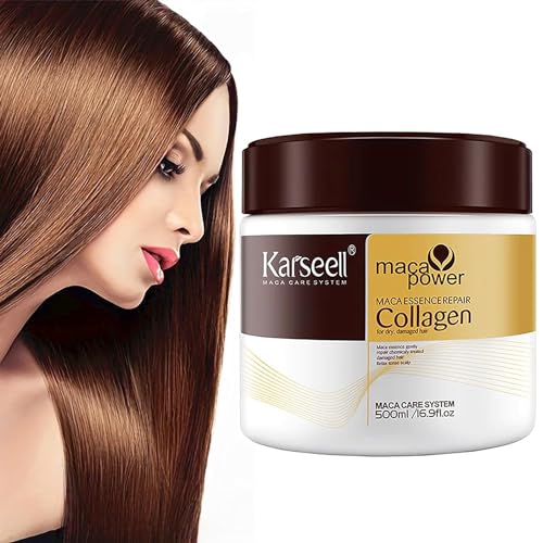 Karseell Collagen Mascarilla Pelo - Tratamiento Capilar Con Colágeno de 16.9 onzas, 500 ml, Máscara de Colágeno Para Cabello Seco y Dañado