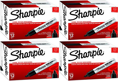 Sharpie 15001 Box of 12 Sharpie King Size Chisel Tip Permanent Markers - 4 Pack