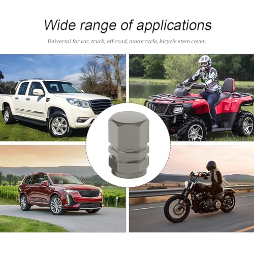 Image of Osilly Car Tire Stem Valve Caps, 8 PCS Aluminum Alloy Valve Stem Covers, Leak-Proof Tire Cap Cover Accessories, Hexgon Style Wheel Air Valve Caps for SUV Car Bike (Gray)