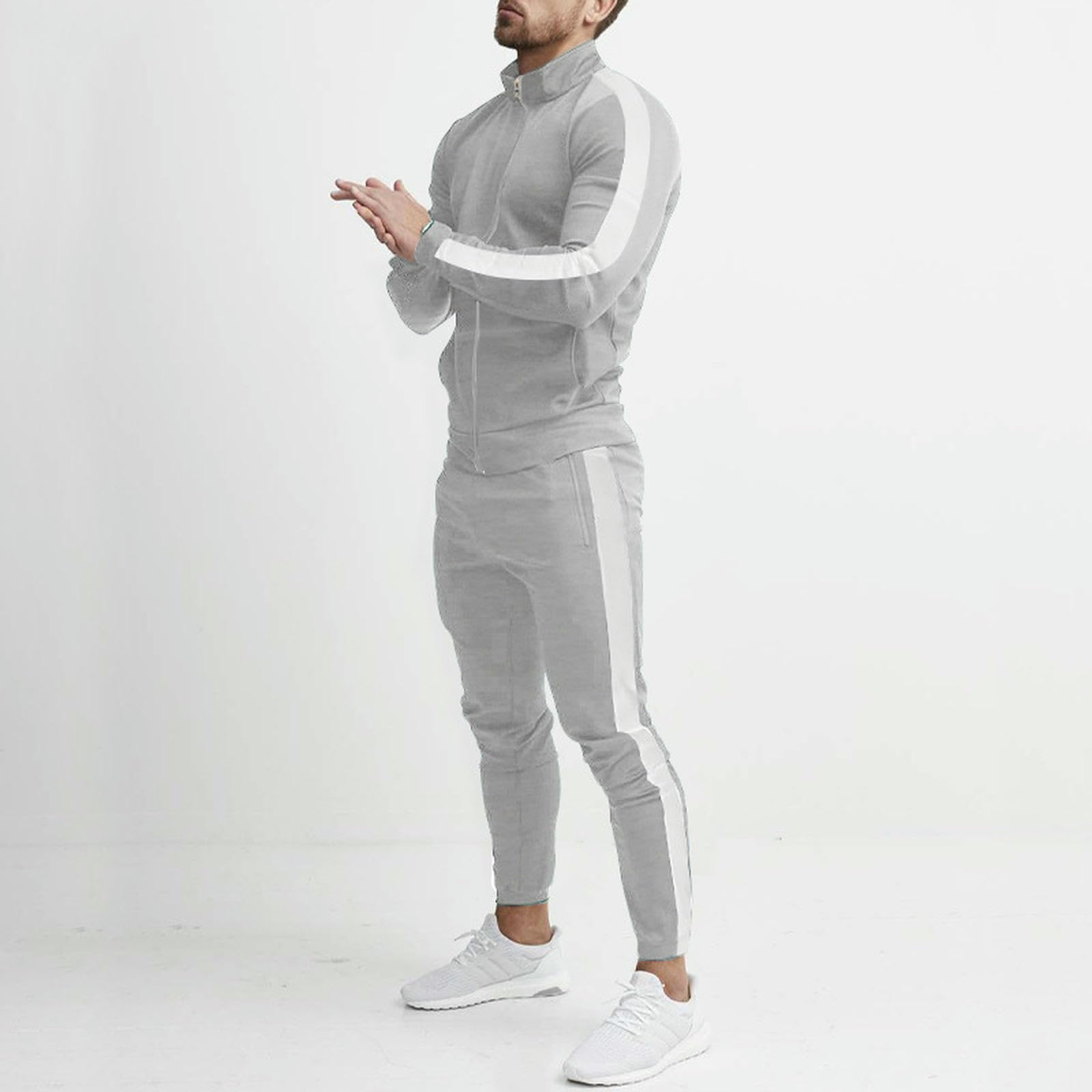 Tute da Uomo A Zip per Uomini, Abbigliamento Sportivo Casual, Giacche E Pantaloni-h-XXL