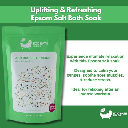 Image of Eco Bath London Uplifting and Refreshing Epsom Salt Bath Soak 1kg - Magnesium Bath Salts with Citrus Essential Oils for Energizing Spa Soak, Made in UK, Self Care Gift