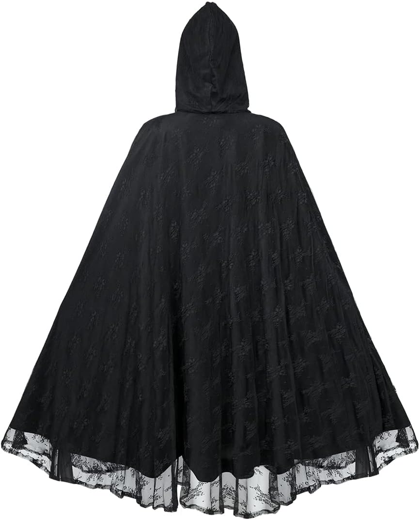 Mingyuezai Renaissance Hooded Cape Gothic Velvet Cloak Medieval Witch Capelet