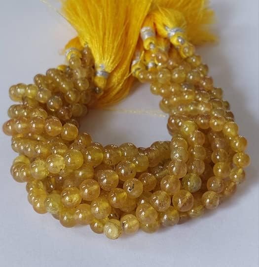 Miniatura 3 de Krishiv Exports - Cuentas redondas lisas de zafiro amarillo de 5 a 0.236 in, cuentas redondas de zafiro amarillo, cuentas redondas lisas de zafiro,