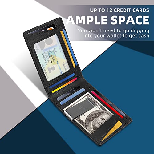 FirstVIP Slim Minimalist RFID Blocking Leather Wallets | Multiple Card Holder | Travel Friendly Gifts