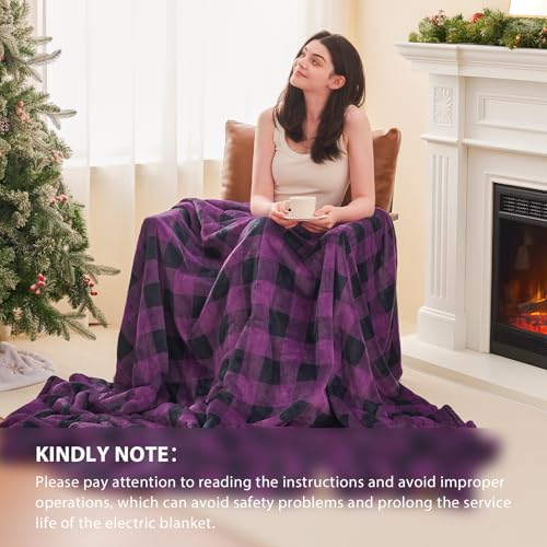 HomeMate Electric Blanket Heated Full Size - 72“x84“ Ultra Soft Cozy Flannel Heating Blanket with 10 Fast Heat Levels 8 Hours Auto Off Over-Heated Protection ETL Certification Keep Warm in Home Office