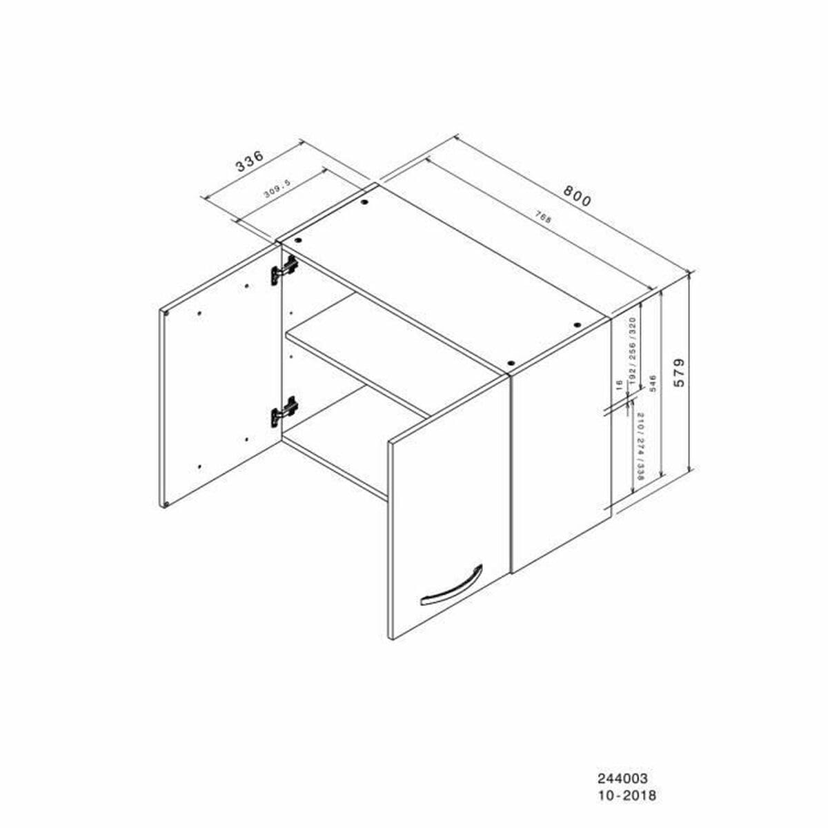 Meuble Haut De Rangement 2 Portes - L 80 X P 35,6 X H 57,9 Cm - Gamme Eko - Blanc