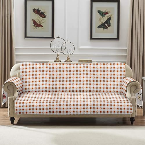 Image of Amazon Basics Printed Quilted Reversible Sofa Topper | 3 Seater | 170Cm X 175Cm | 325 GSM | Color - Red, Polyester Blend