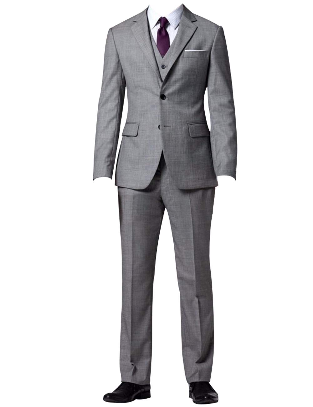 Men 3 Piece 2 Button Formal Slim Fit Fashion Business Suits Grey