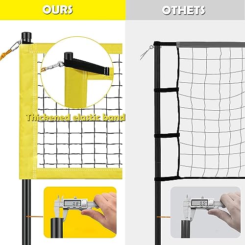 Yoving Volleyballnetz Set Professionell 9,5m Höhenverstellbar | Komplettset mit Stahlpfosten, Feldmarkierung & Volleyball | Inkl. Tragetasche für Strand, Garten & Vereinssport
