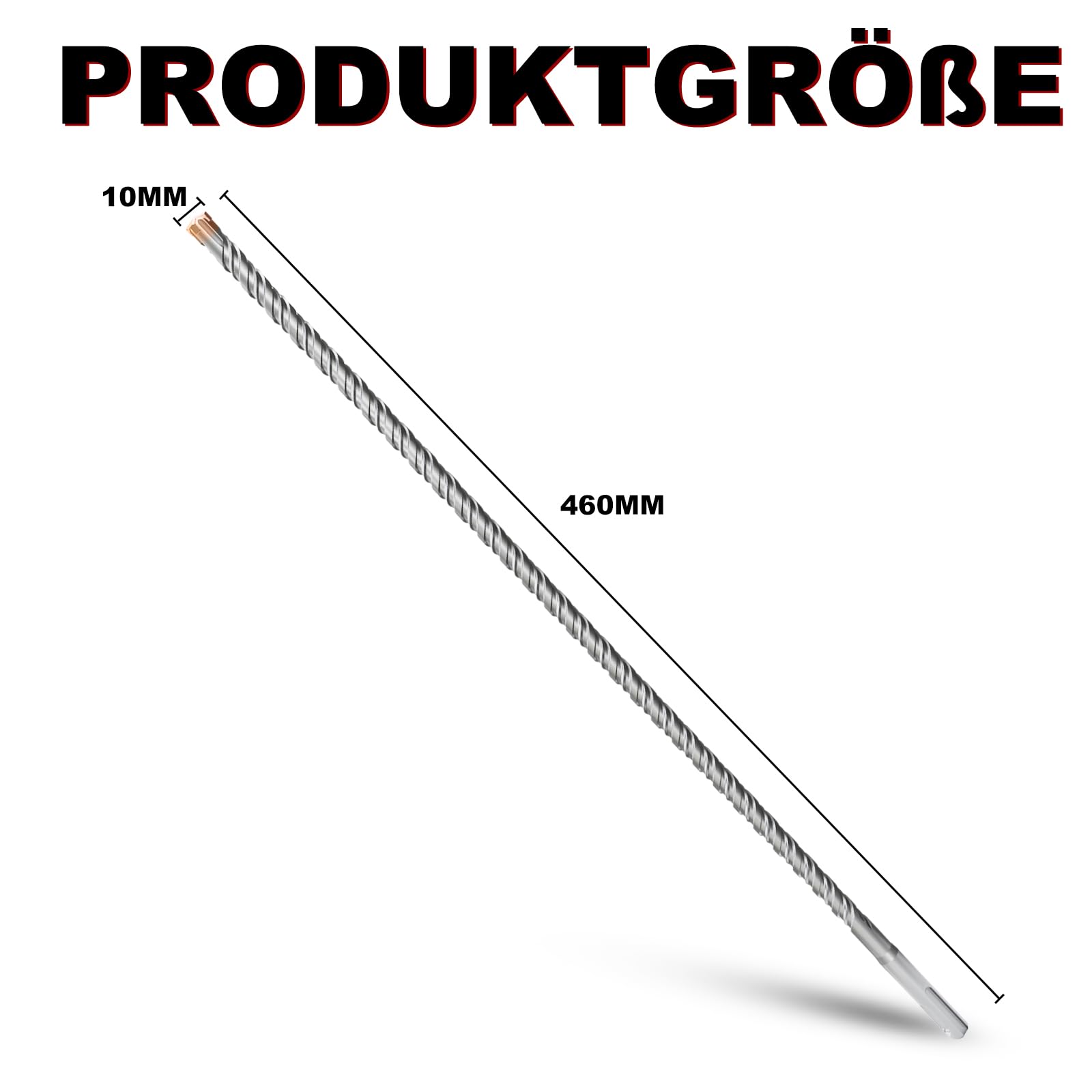 Punta per trapano SDS Plus 10mm x 460mm, 4 lame in metallo duro, testa rivestita, per cemento armato, pietra, calcestruzzo, muratura