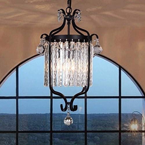 Plafonnier industriel rétro en fer blanc et cristal style rustique