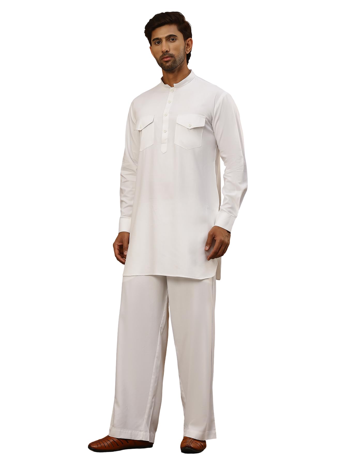 jompers Men’s Ethnic Viscose Rayon Kurta Set with Front Placket (Black, S)-picture-24
