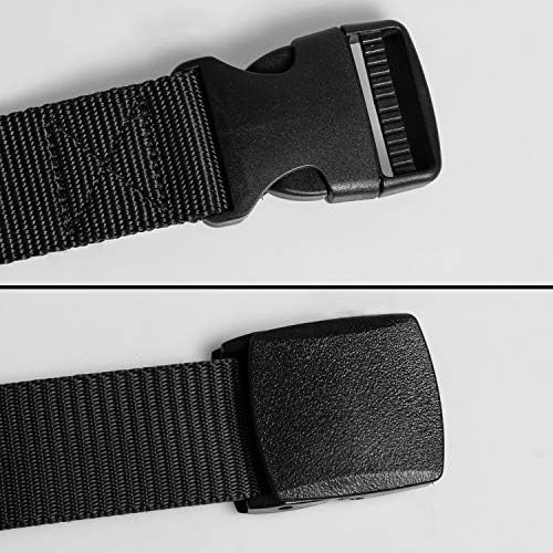 Justay Pack of 2 Unisex Nylon Canvas Belt for Men and Women, Infinitely Adjustable Fabric Belt, Length 130 cm, Width Approx. 3.8 cm, with Plastic Buckle, Reusable