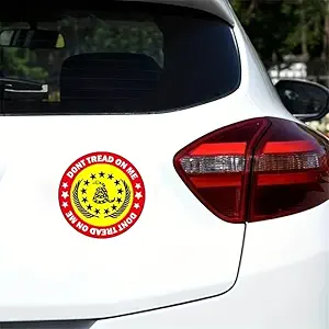 2-Pack Gadsden Flag Rattler Decals, Vintage American Flag Design, Versatile Stickers for Cars, Motorcycles, and More, Durable and Weatherproof, 5.91 x 5.91 Inches