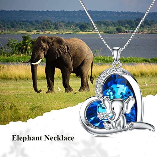 Elephant Necklace 925 Sterling Silver Elephant Crystal Pendant Necklaces Elephant Jewelry Gifts for Women Girls Children2