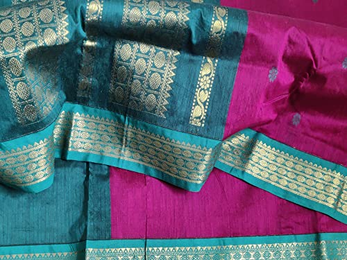 HerClozet turquoise gadwal silk saree in soft silk – image 6