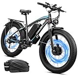 Peak 5000W Dual Motor Electric Bike Long Range Ebike for Adults 52V 36AH, 40-45MPH 100 Miles Fat Tire Electric Bike 26Inch, Commuter Electric Bicycles Ebike for Men Women, Hydraulic Disc Brake