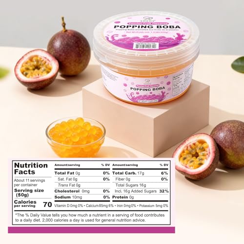 Image of Soeos Passion Fruit Popping Boba Pearls, 550g(1.2 lbs)