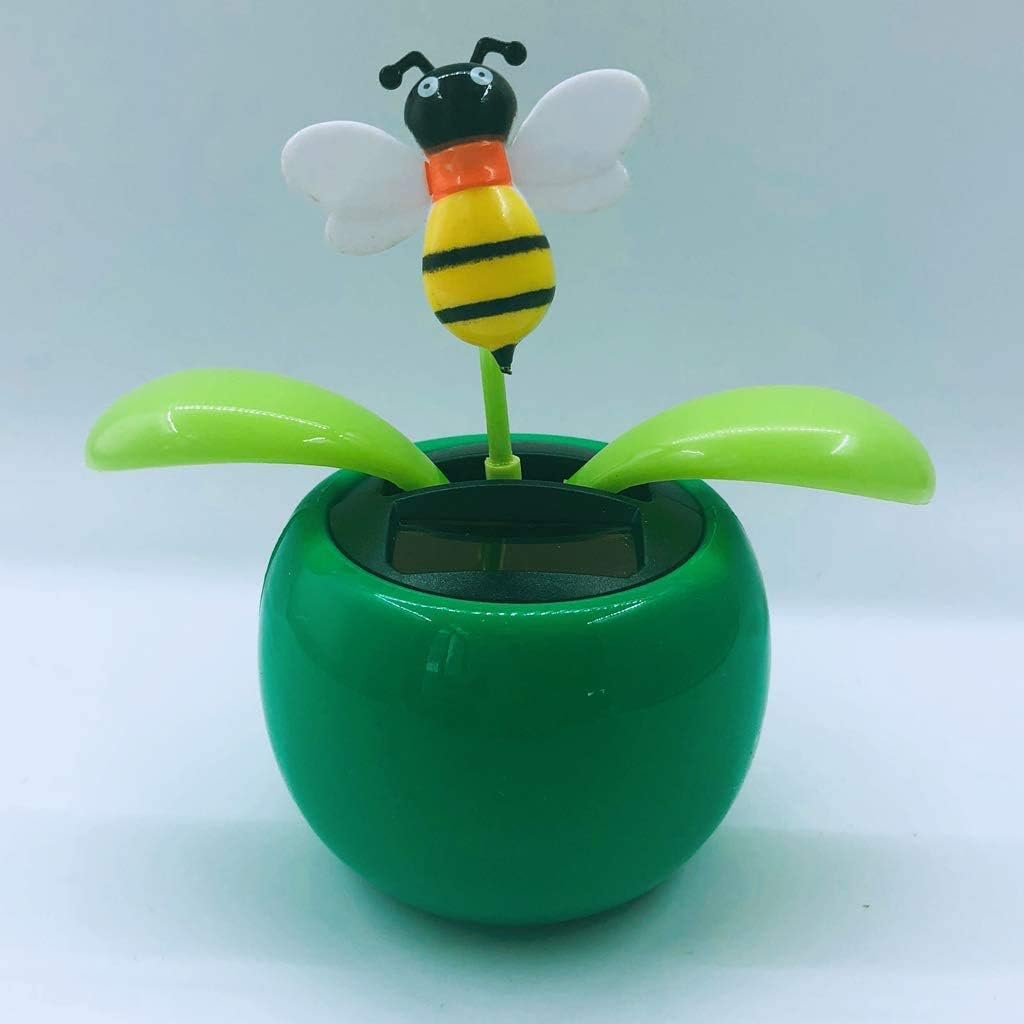 Taotenish Solar Powered Dancing Flower Swinging Animated Dancer Toy Car Decoration for Car Dashboard Office Desk Decoration – Honeybee