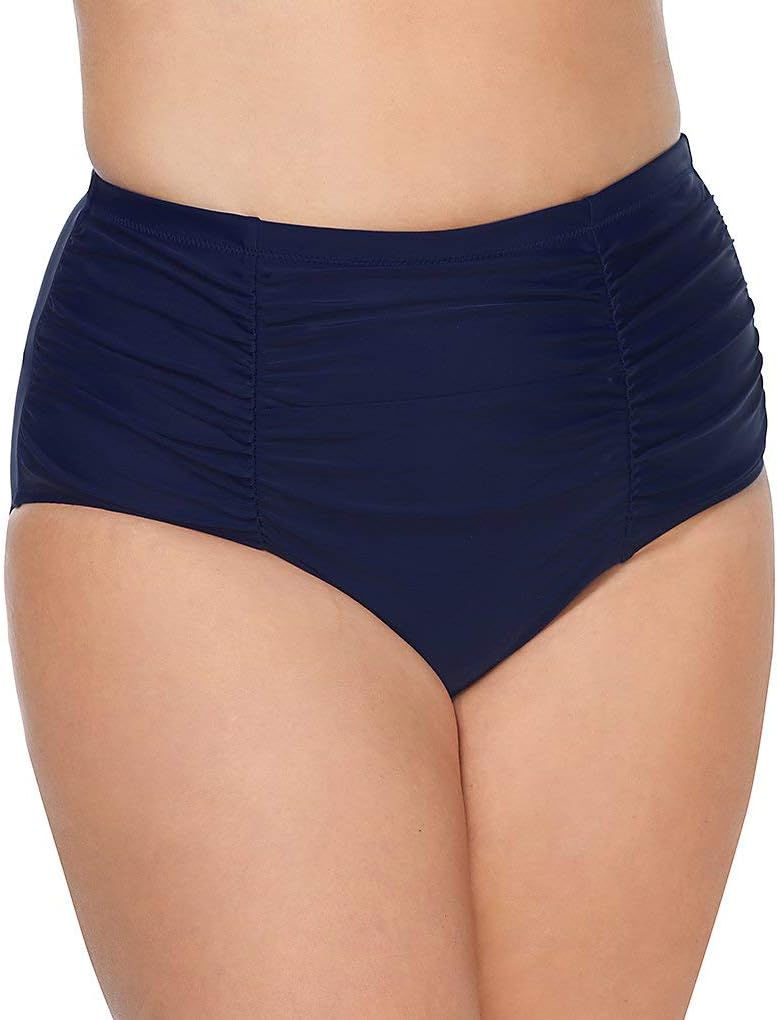 Raisins CurveWomen's Caribe Solids Costa High Waist Brief Swim Bottom D840061 14W Navy