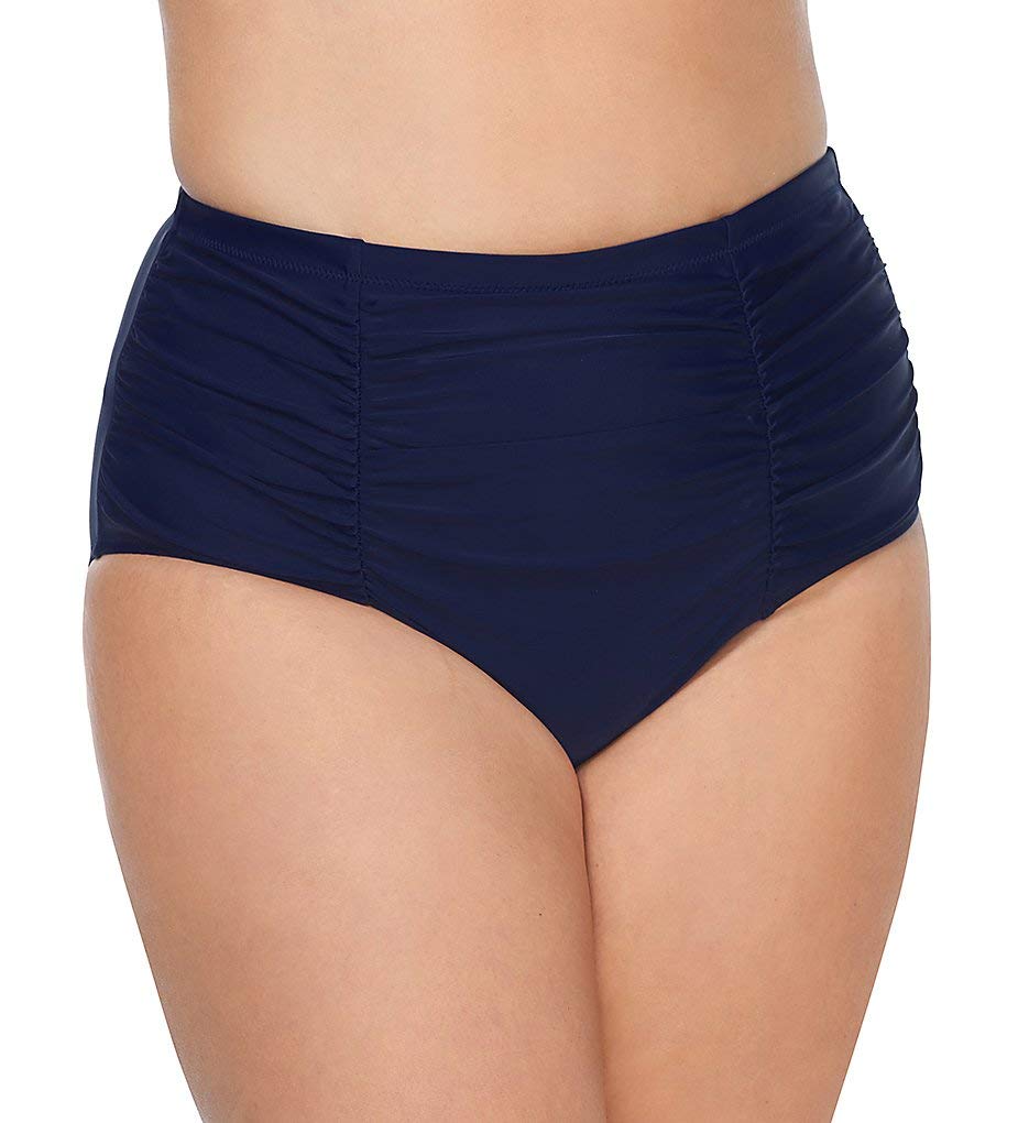 Raisins CurveWomen's Caribe Solids Costa High Waist Brief Swim Bottom D840061 14W Navy