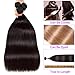 fphko Straight Bundles Human Hair 24 26 28 30 Inch 4 Bundles Straight Hair 10A Double Weft Hair Extensions for Black Women 100% Unprocessed Virgin Human Hair Weave Natural Black