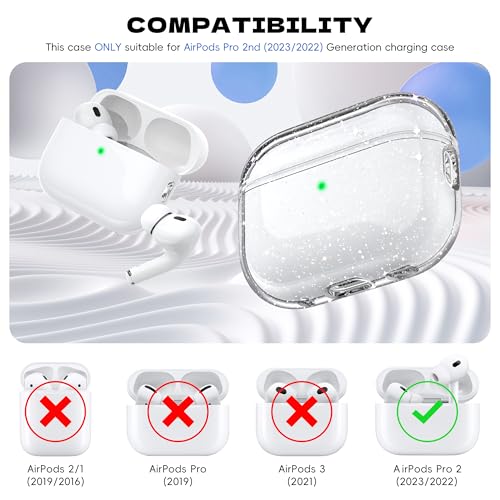 Image of for Airpods Pro 2 Case with Cleaner Kit, Crystal Clear Cover | Highly Transparent Anti-Yellowing TPU,Shockproof,Scratch-Resistant,Travel-Ready Keychain Cover for Work,Gym,Gitter