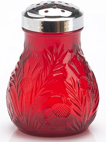 Rosso GlassSugar Shaker Dispenser Inverted Thistle Pattern Mosser (Red)