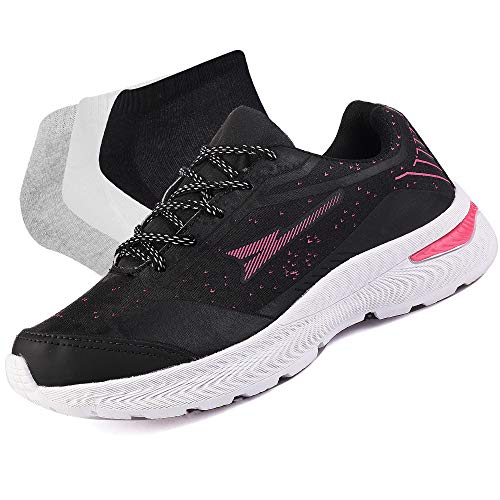 TENIS FEMININO P/ACADEMIA E CAMINHADA + 3 MEIAS + FONE BLUETOOH - R1400 FLY FIT 2.0 - PRETO Tamanho: