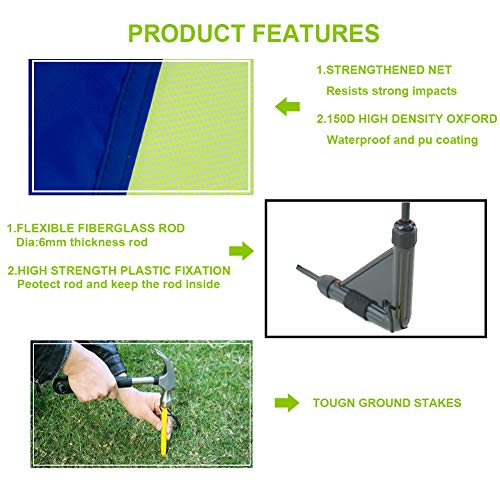 porayhut Pop up Soccer Net Soccer Goal for Kid Easy-up Set of Two Portable 210D Oxford with 8 Field Marker Cones Extra Stakes Fun for Backyard and Soccer Training Net (2.5FT Round Goal Set) - Thumbnail 7
