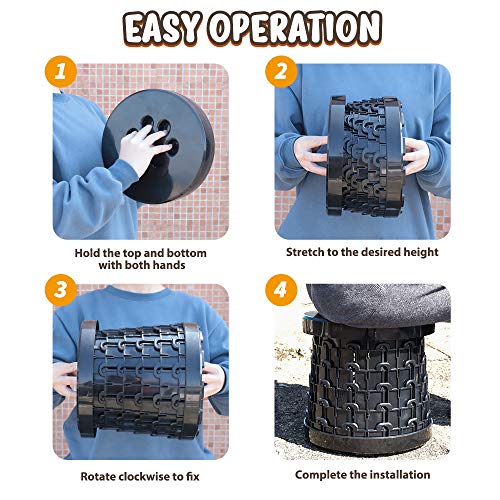 Portable Folding Stool for Camping, Retractable Travel Step Stool for Kids and Adult, Lightweight Collapsible Chair for Fishing BBQ Outdoors Indoors Kitchen Max Load 440lbs - Thumbnail 6